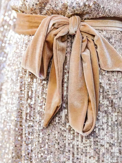 Belted Sequin Mini Dress Women