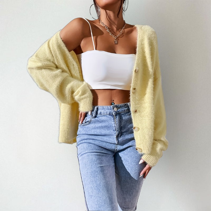 Vneck Knitted Cardigan Women