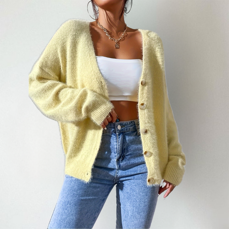 Vneck Knitted Cardigan Women