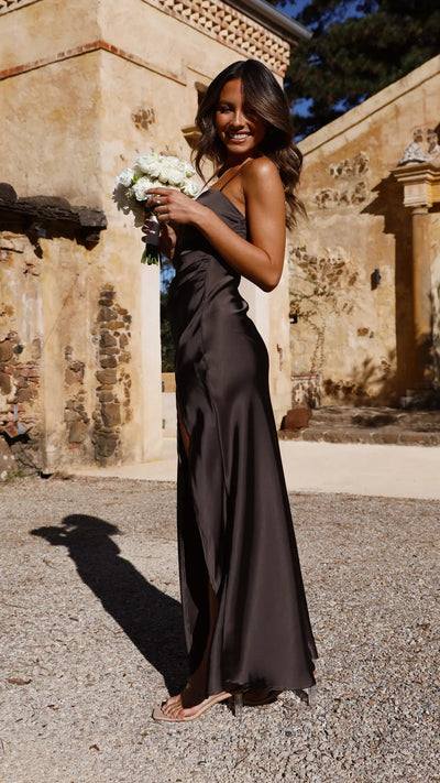 Side Split Bridesmaid Maxi Dress Women