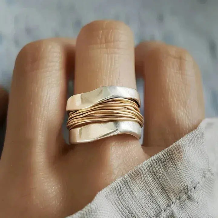 Handcrafted Silver Ring with Gold