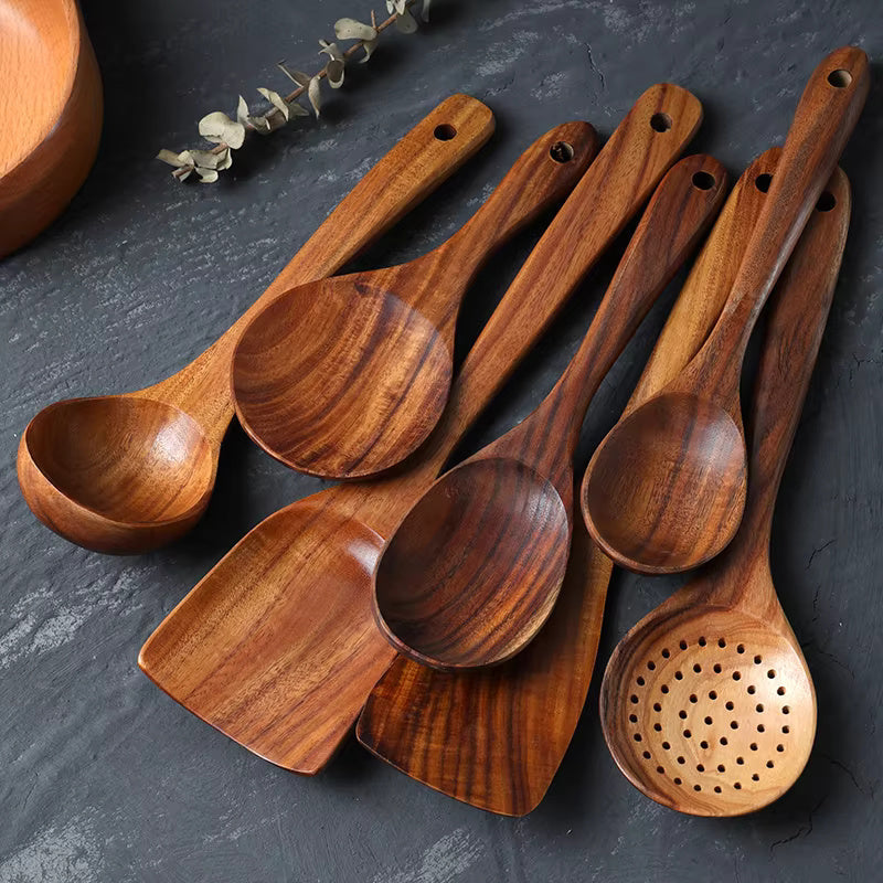 Handmade Teak Wooden Kitchen Utensils 7pcs