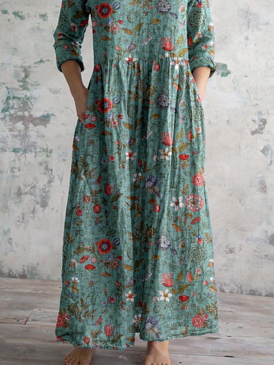 Elegant V-Neck Floral Dress