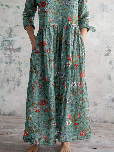 Elegant V-Neck Floral Dress