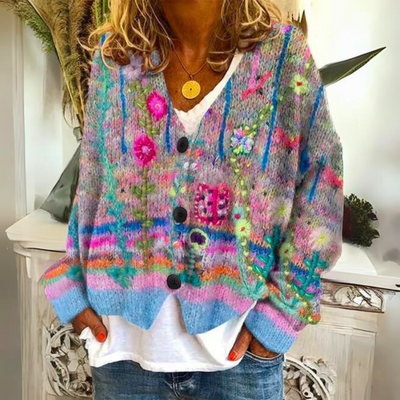 Cozy Colorful Knitted Women's Cardigan