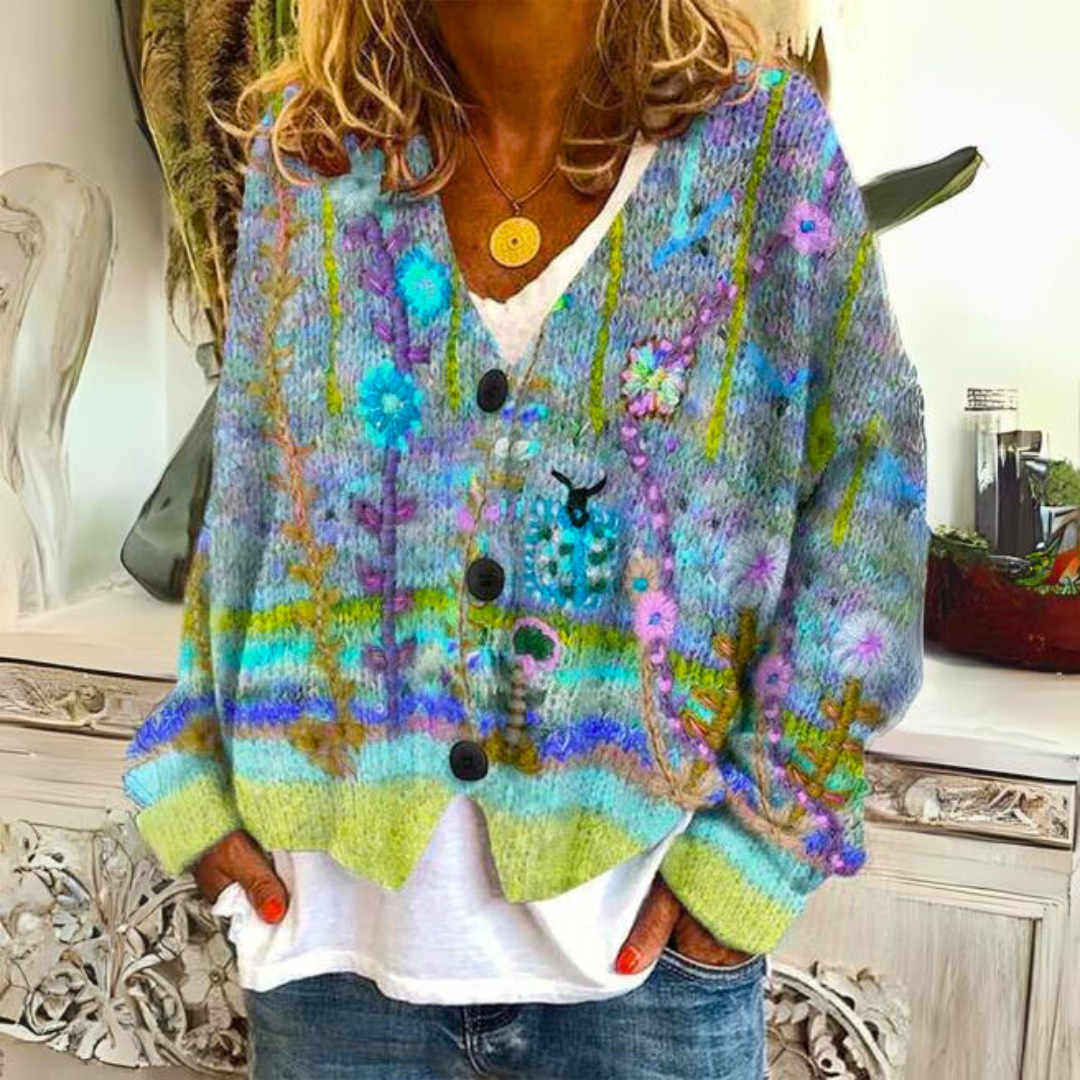 Cozy Colorful Knitted Women's Cardigan