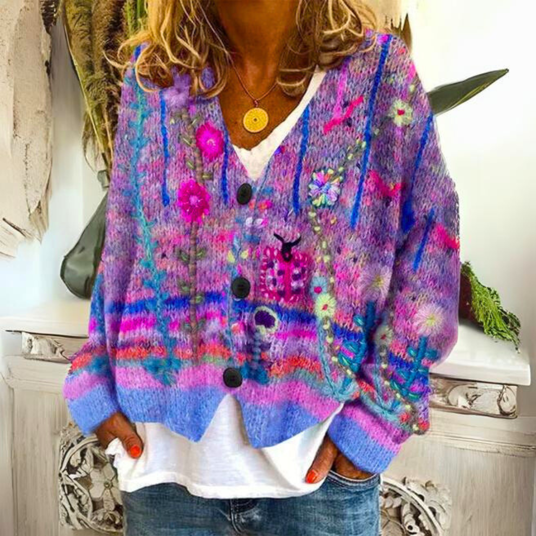 Cozy Colorful Knitted Women's Cardigan