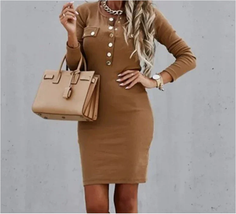 Long Sleeve Bodycon Midi Dress Women