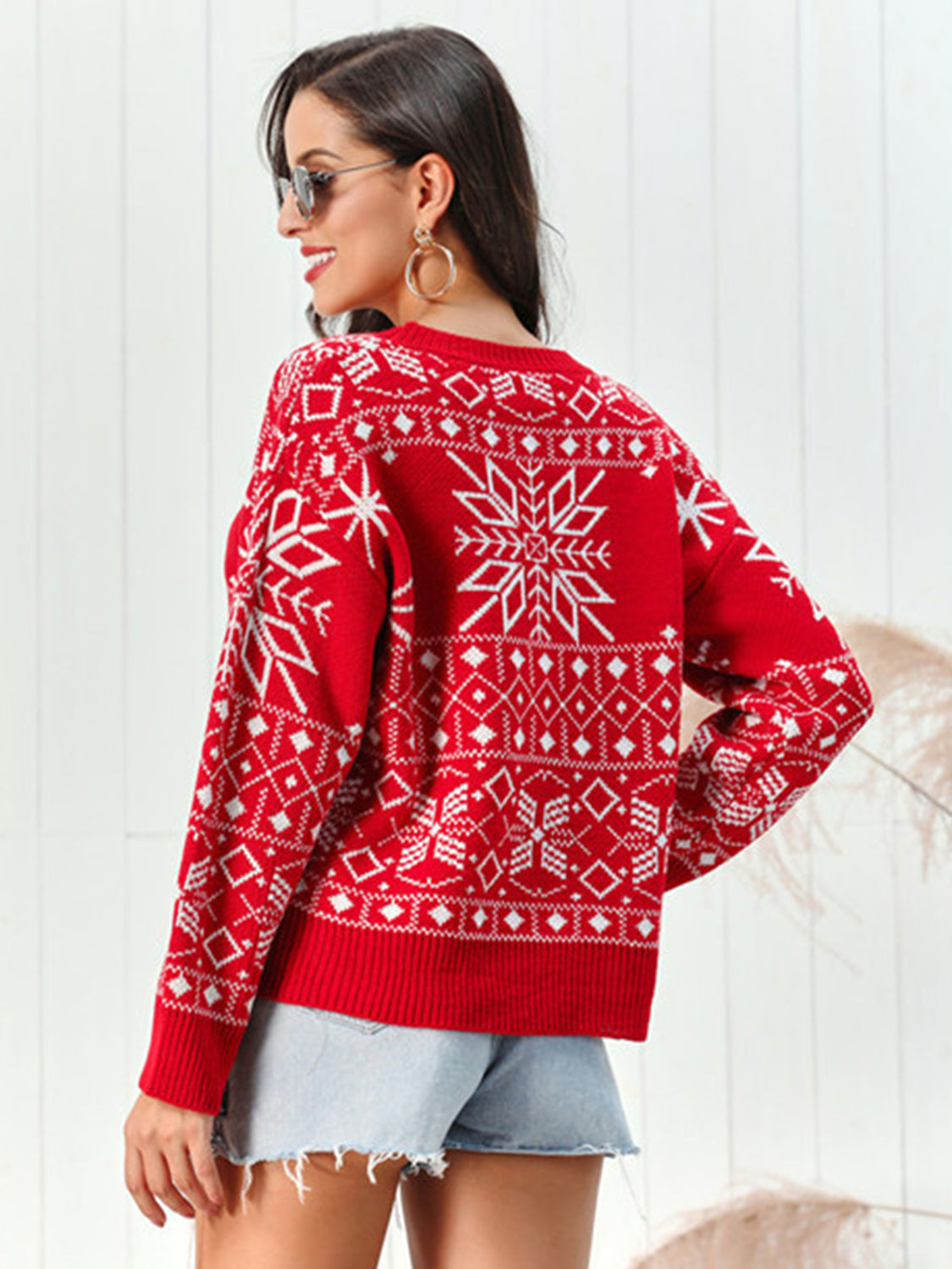 Knitted Snowflake Christmas Jumper Women