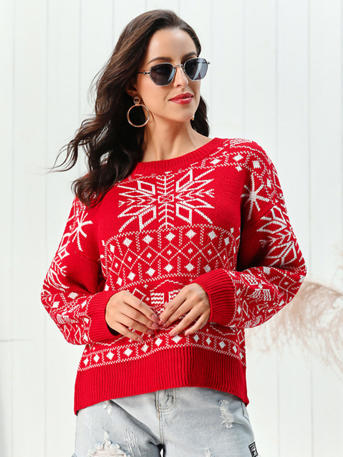 Knitted Snowflake Christmas Jumper Women
