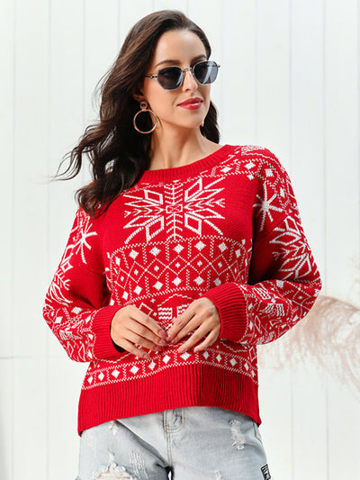 Knitted Snowflake Christmas Jumper Women