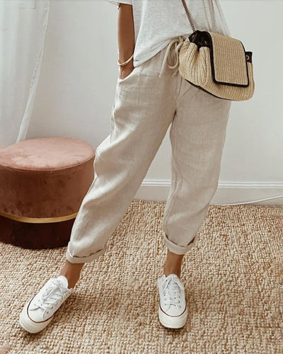 Lightweight Leisure Fit Linen Trousers