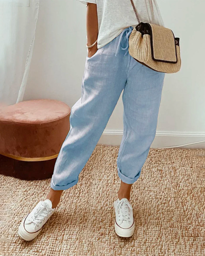Lightweight Leisure Fit Linen Trousers