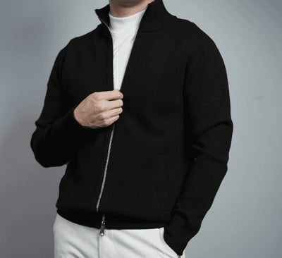 Sleek Full Zip Knit Sweater