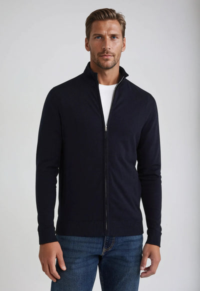 Sleek Full Zip Knit Sweater