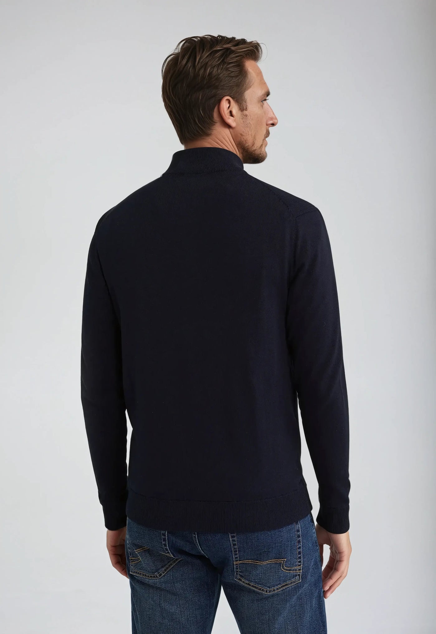 Sleek Full Zip Knit Sweater