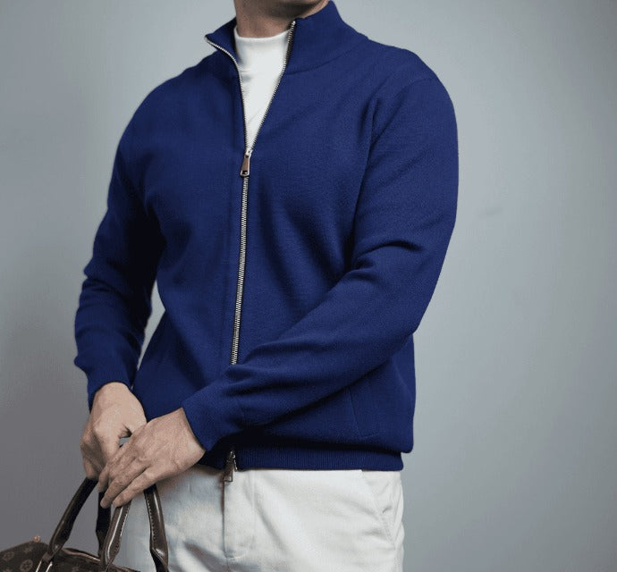 Sleek Full Zip Knit Sweater