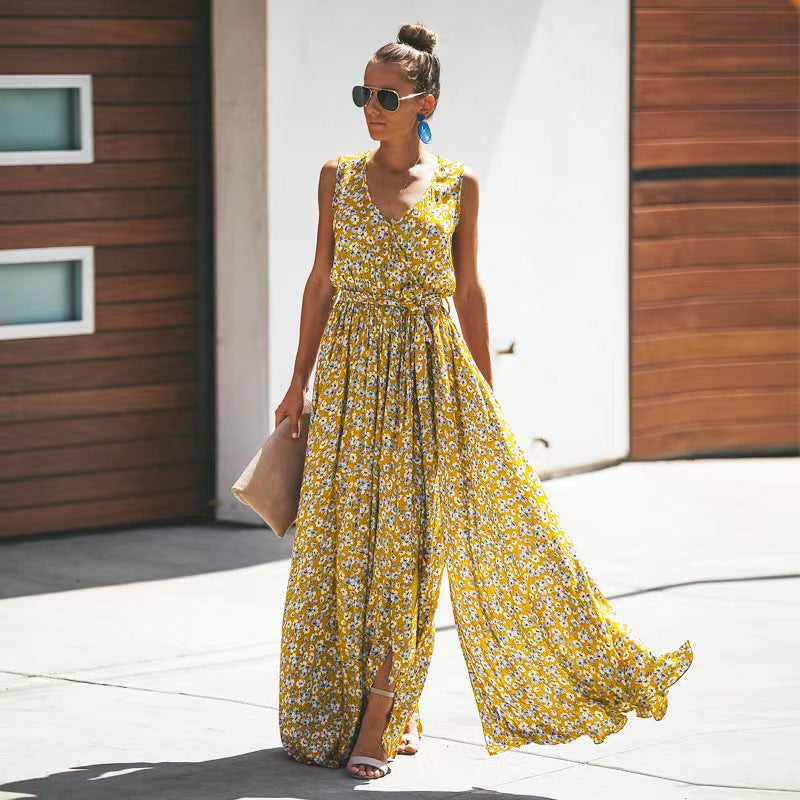 Floral Wrap Maxi Dress Women