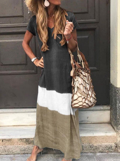 V-Neck Stripe Women's Maxi Dress