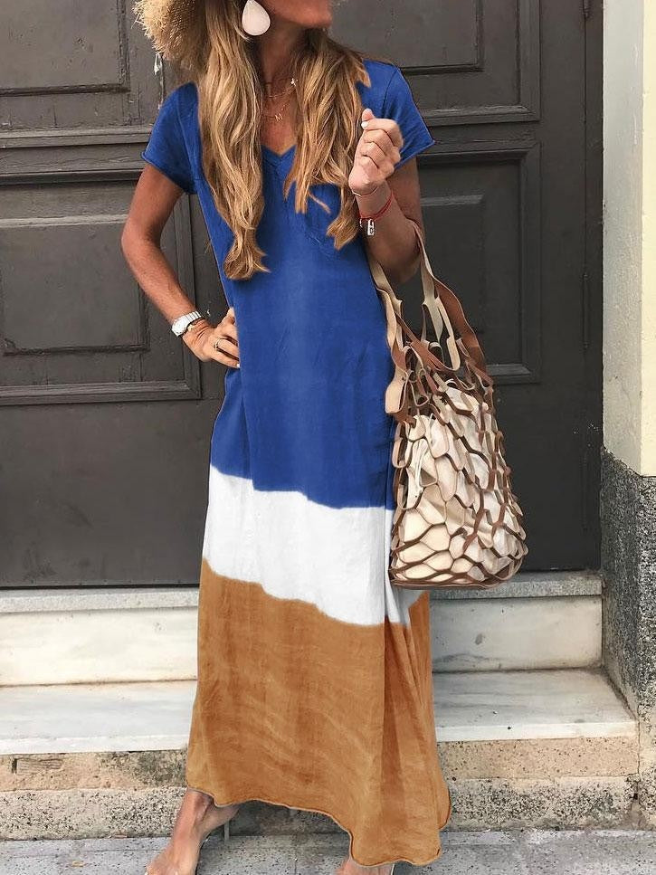 V-Neck Stripe Women's Maxi Dress