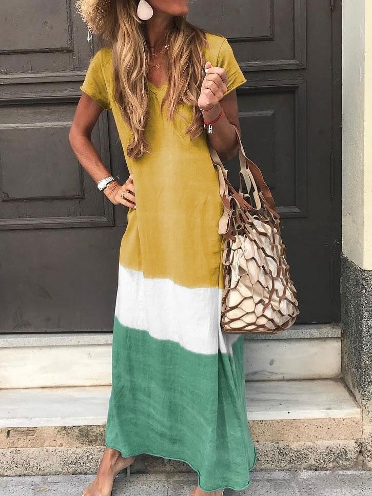 V-Neck Stripe Women's Maxi Dress