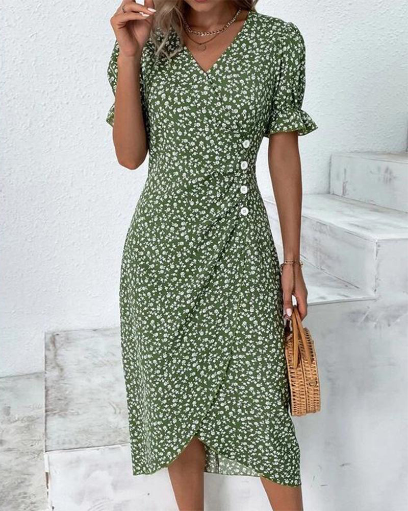 Floral Print Summer Midi Dress Women