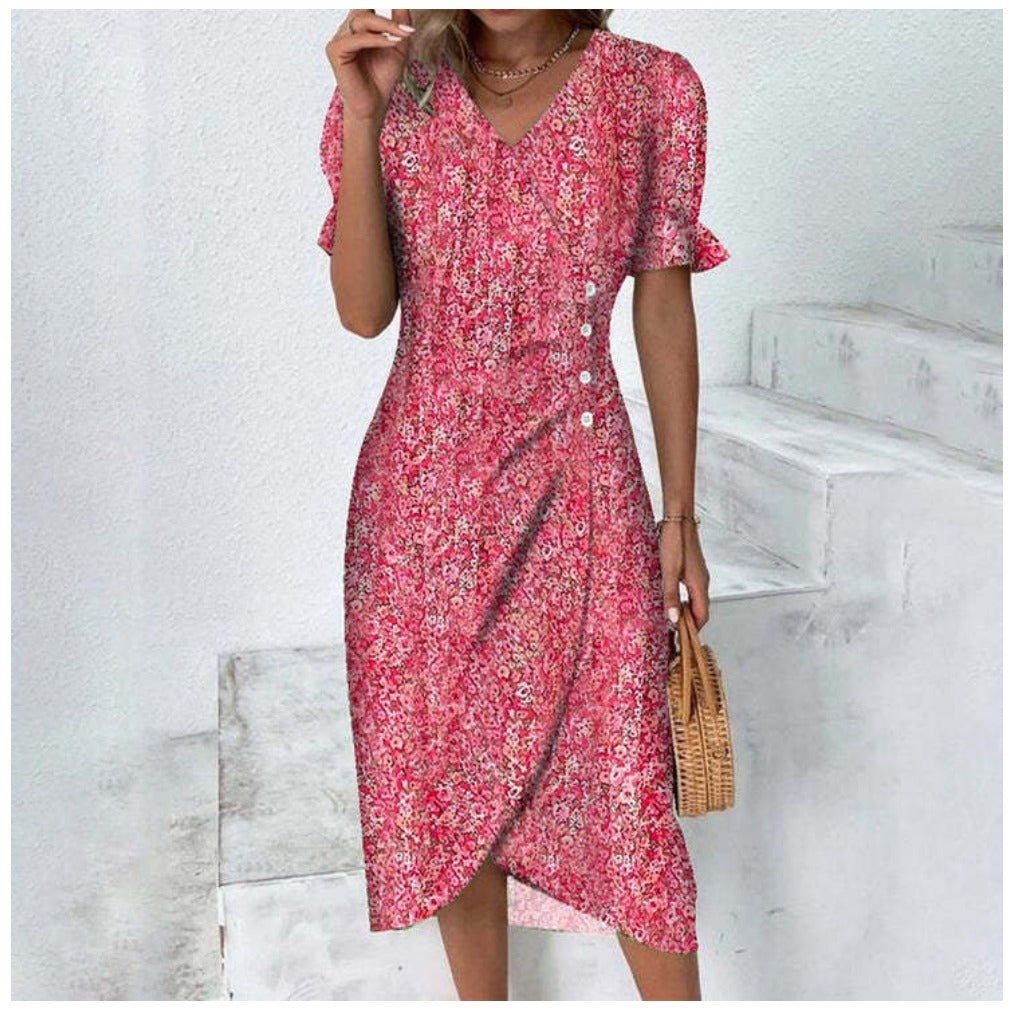 Floral Print Summer Midi Dress Women