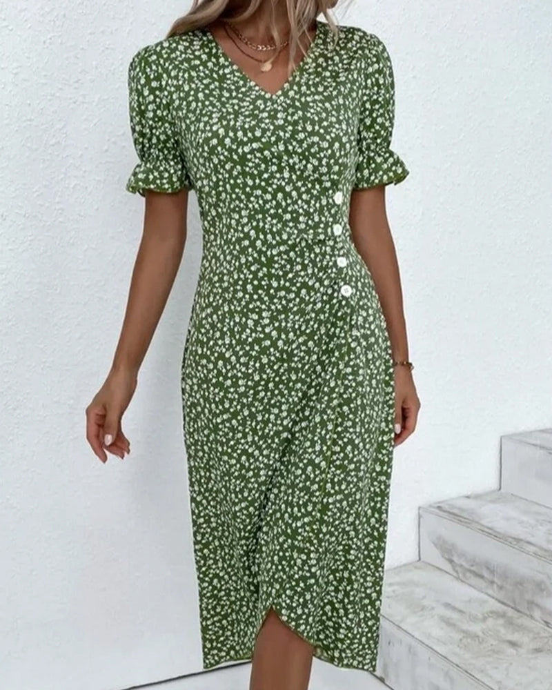 Floral Print Summer Midi Dress Women