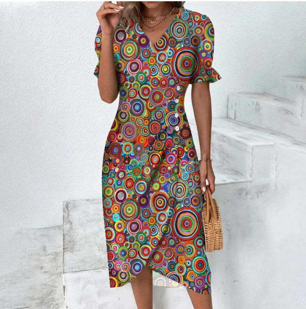 Floral Print Summer Midi Dress Women