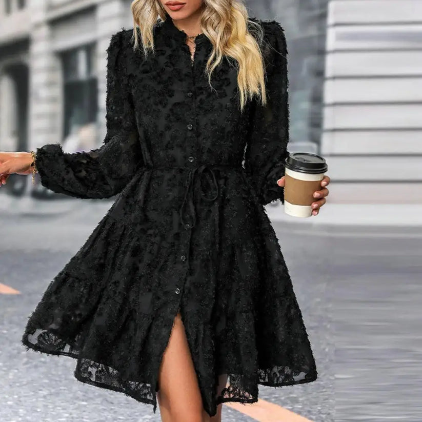 Long Sleeve Lace Mini Dress Women