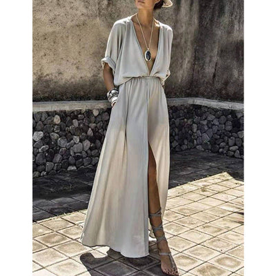 Deep V-Neck Maxi Dress Women