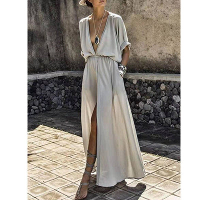 Deep V-Neck Maxi Dress Women