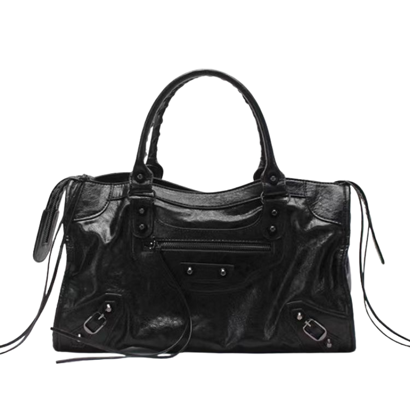 Spacious Shoulder Bag with Rivets