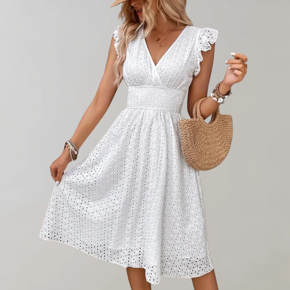 Summer Eyelet Women's White Dress