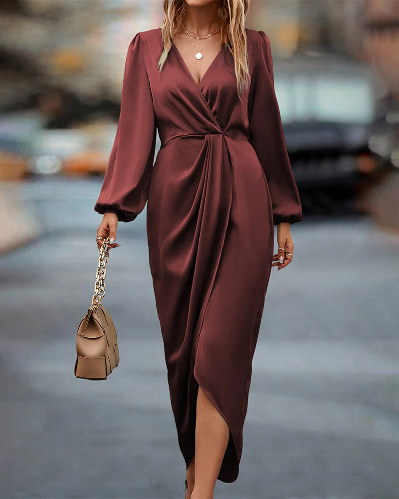Elegant Satin Wrap Maxi Dress Women