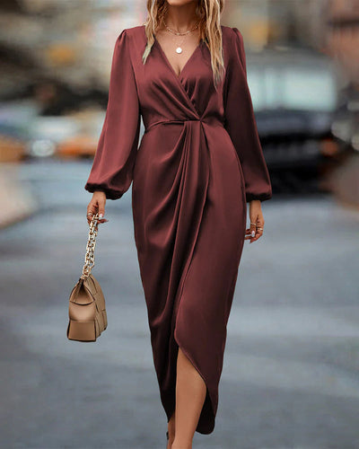Elegant Satin Wrap Maxi Dress Women