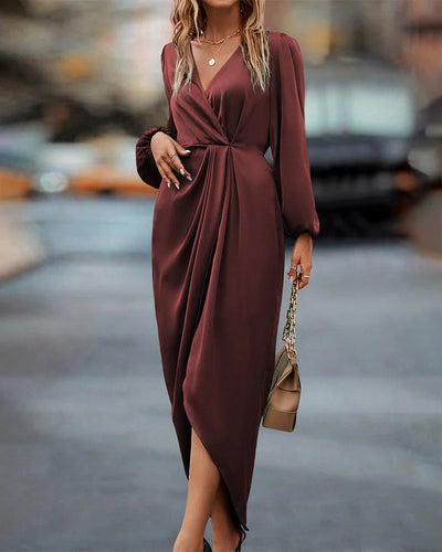 Elegant Satin Wrap Maxi Dress Women