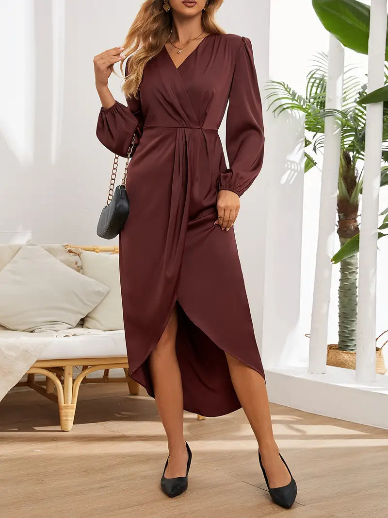 Elegant Satin Wrap Maxi Dress Women