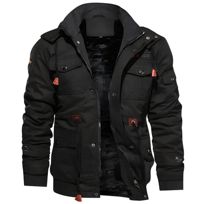 Waterproof tactical outdoor jacket for men with a breathable and durable design for outdoor activities.