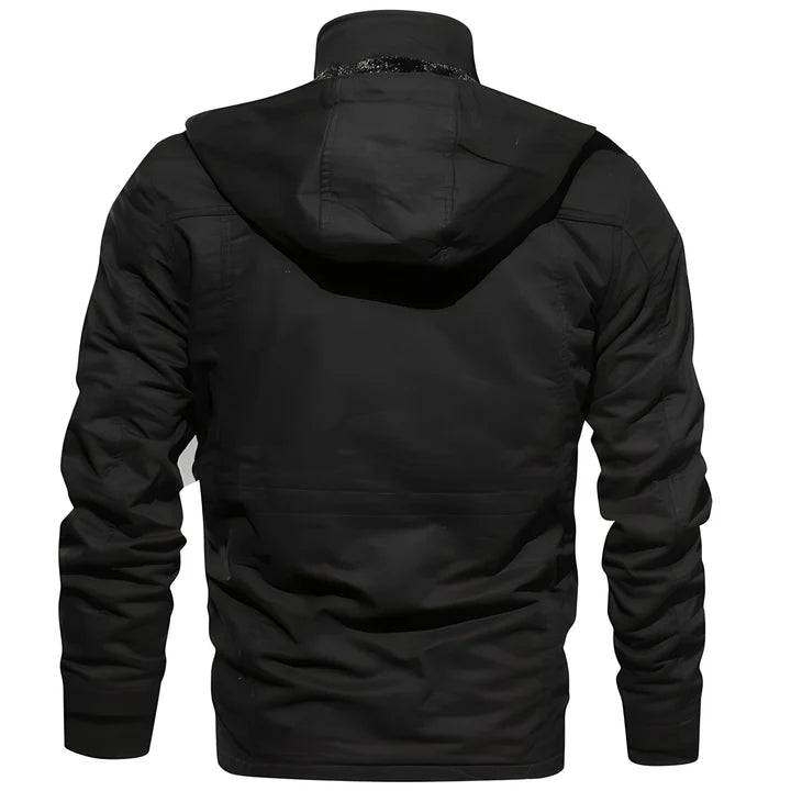 Waterproof tactical outdoor jacket for men with a breathable and durable design for outdoor activities.