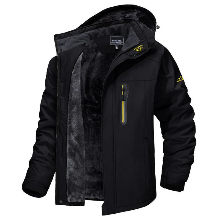 Waterproof, insulated Aussietactix winter jacket for men with adjustable hood and robust design.