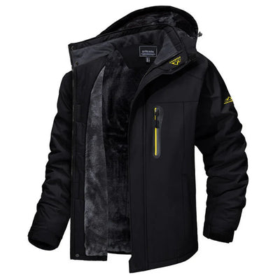 Waterproof, insulated Aussietactix winter jacket for men with adjustable hood and robust design.