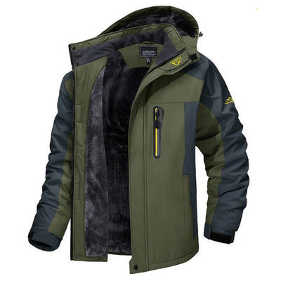 Waterproof, insulated Aussietactix winter jacket for men with adjustable hood and robust design.