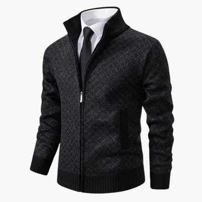 Textured Jacquard Knit Turtleneck Sweater