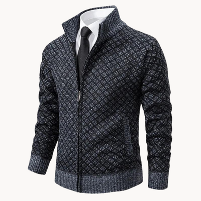 Textured Jacquard Knit Turtleneck Sweater
