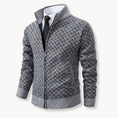 Textured Jacquard Knit Turtleneck Sweater