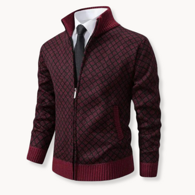 Textured Jacquard Knit Turtleneck Sweater