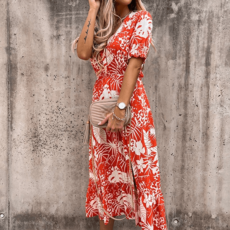 Puff Sleeve Floral Women's Summer Dress