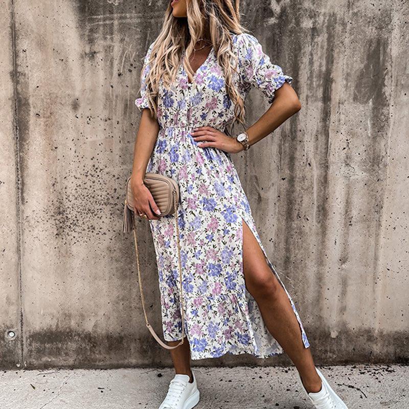 Puff Sleeve Floral Women's Summer Dress