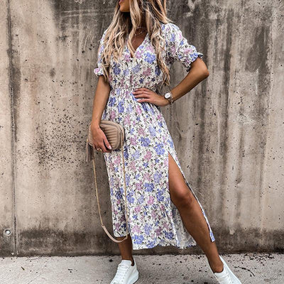 Puff Sleeve Floral Women's Summer Dress